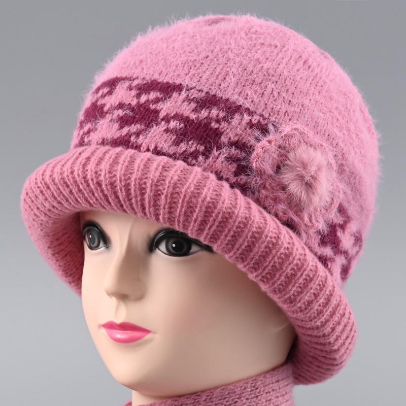 Hat rabbit fur ear protection warm autumn and winter knitted hat windproof velvet women's cold-proof wool hat