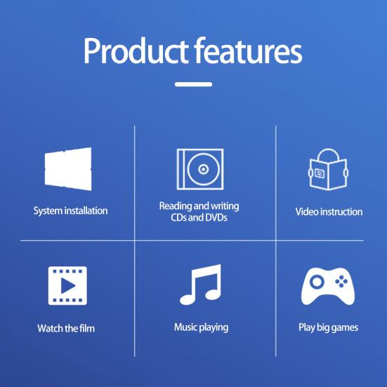 Unidade de DVD Externa Velocidade Leitura Gravação Portátil Alta Plug-And-Play Sem Driver Fina USB