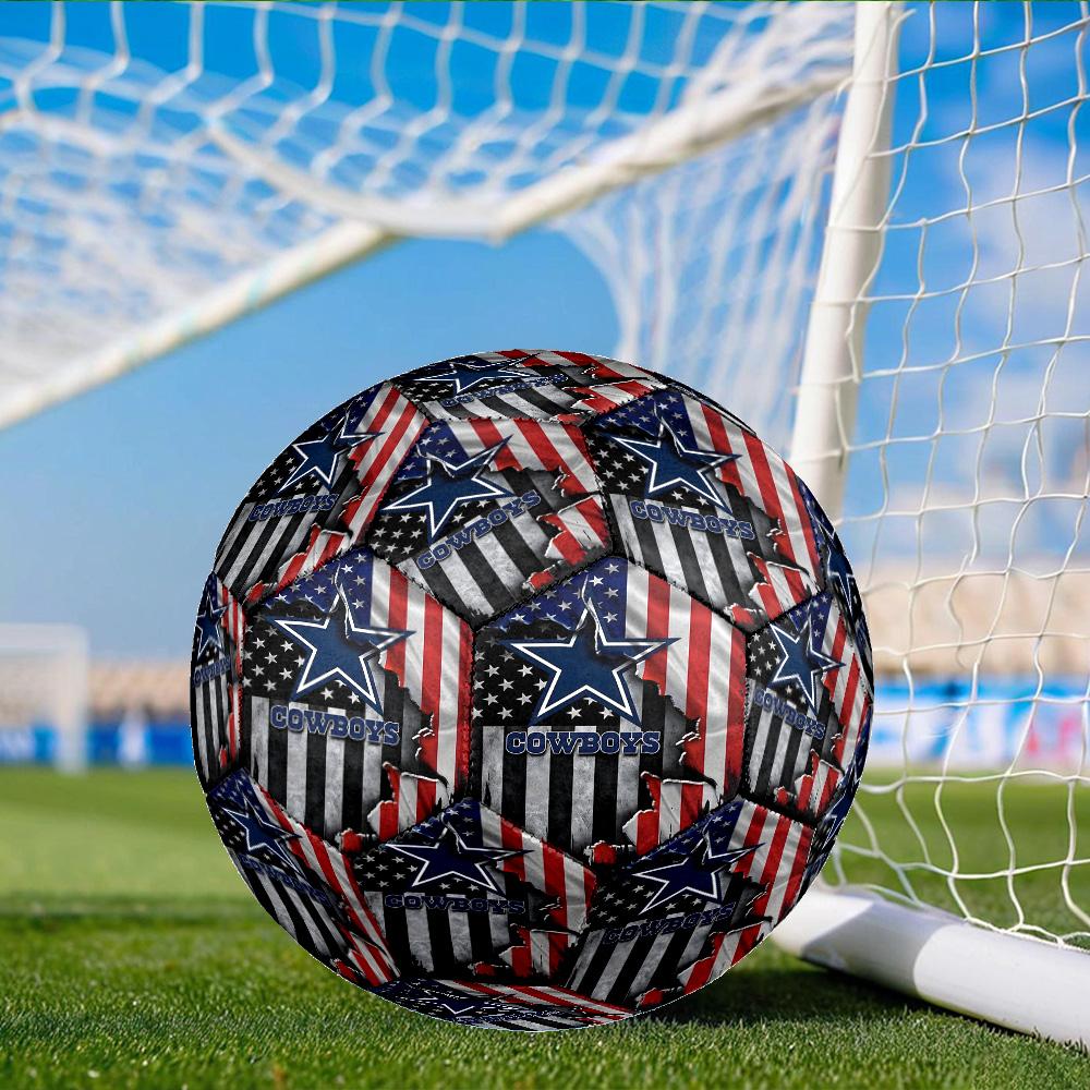 American Flag Cowboys Size 5 Soccer Balls, Anti-Slip, Protective Football, Outdoor Sport, Practice Games, Birthdays Gift Suitable for Fan