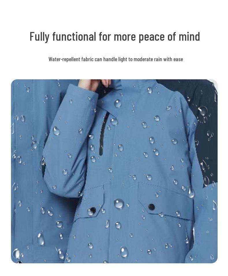 3-in-1 Detachable Liner Hooded Mountaineering Suit: Windproof & Waterproof Workwear for Autumn/Winter