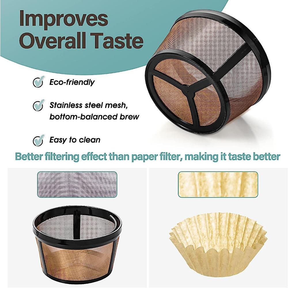 4 Cup Basket Style Coffee Filter Reusable Coffee Filter Permanent 304 Stainless Steel Filter Coffee Replacement Coffee