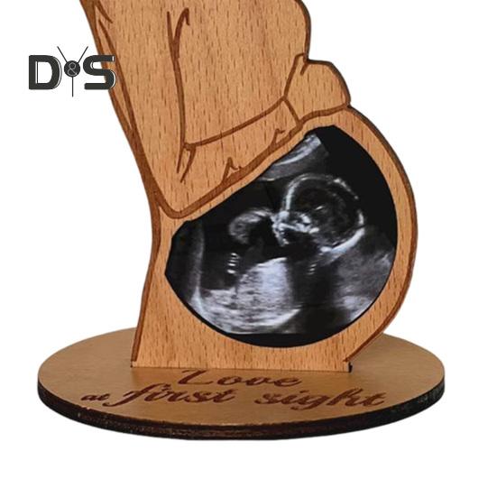 Baby Ultrasound Photo Frame Wooden Pregnant Woman Photo Holder Standing Sonogram Picture Frame Baby Keepsake Pregnancy Gift for New Moms Dads
