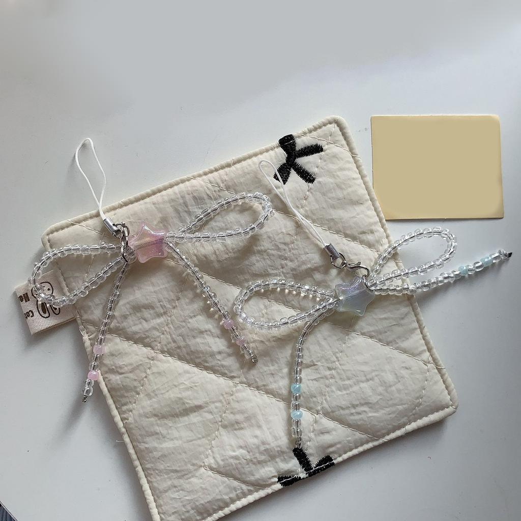 Stylish Bowknot Beaded Phone Charm Strap Durable Mobile Phone Charm Hangings Decoration Exquisite Phone Strap Chain