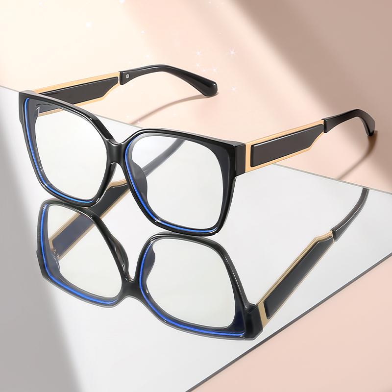 New High-end Metal Leg Classic and Simple Flat Light Glasses for Street Shooting Decoration with Anti-blue Light