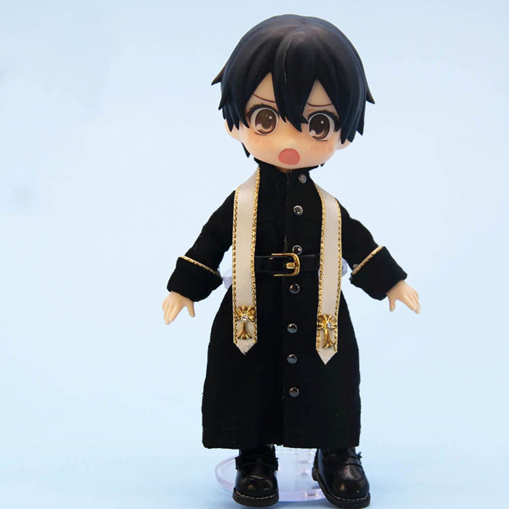 niannyyhouse OB11 size Obitsu doll 11cm body ribbon + belt + robe 3-piece set priest suit 112bjd doll clothes black priest doll clothes