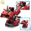 HUIQIBAO One Step Transfrom Racing Car Model Building Blocks 2in1 Robot Mecha Creative Bricks Set Children Toy For Kids Boy Game