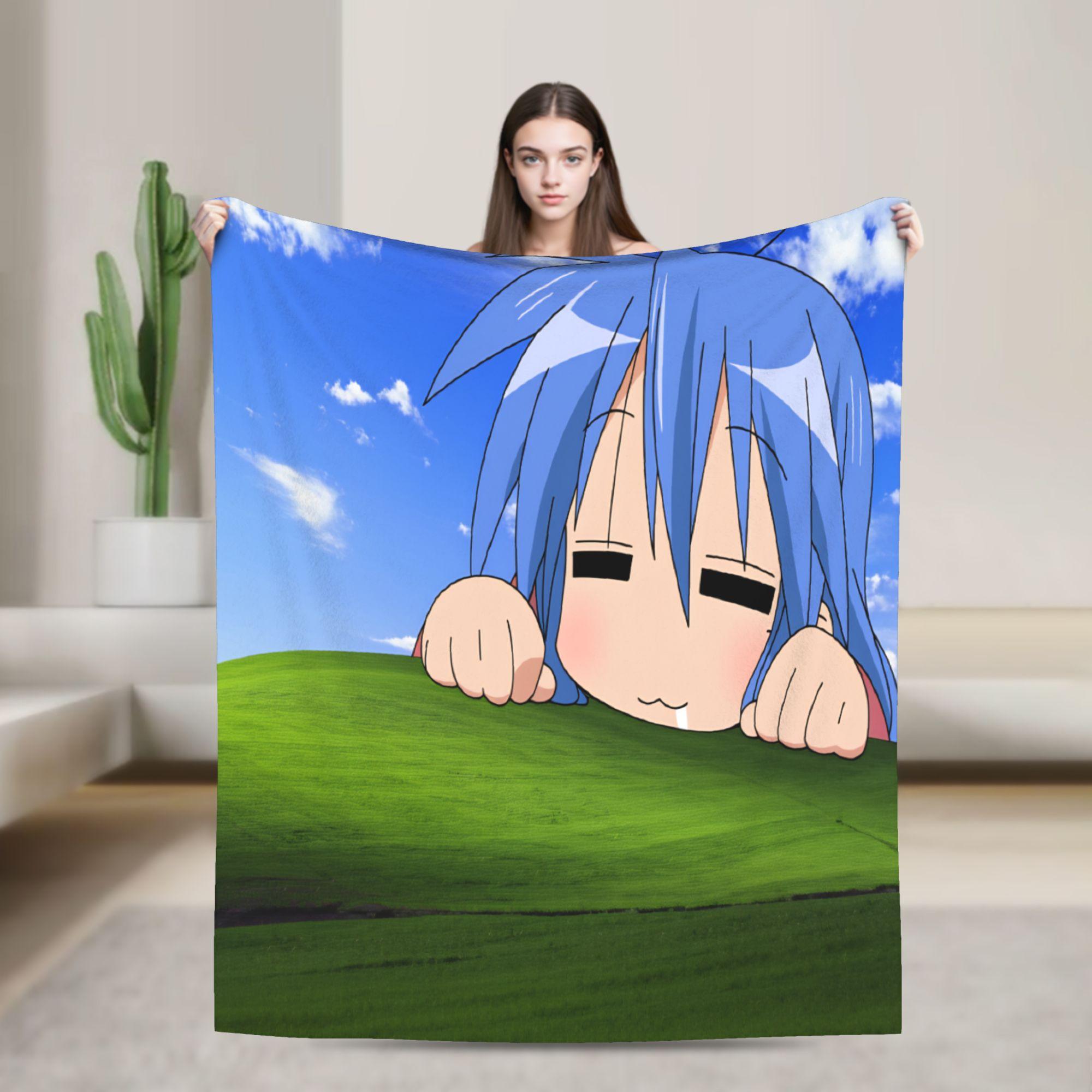 

Comfortable Throw Blanket Travel Car Konata izumi L-Lucky S-Star Blankets Flannel Bedspread Couch Chair Pattern Sofa Bed Cover 75x90cm