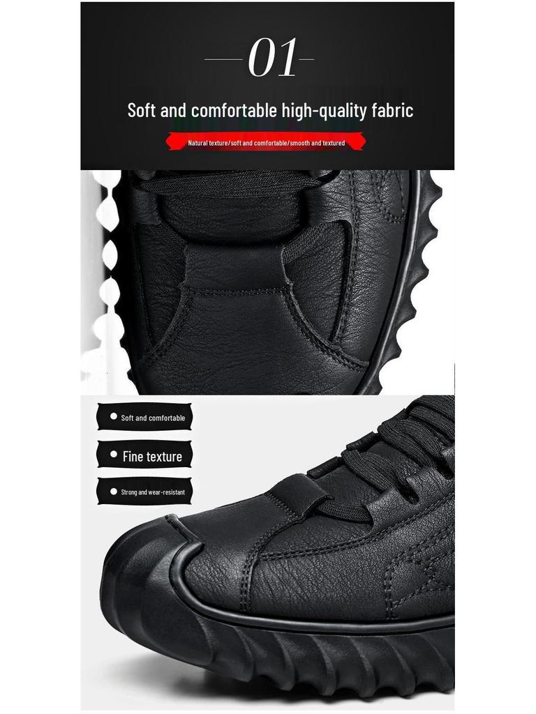 Men's 2024 Winter High-Top Suede Leather Boots with Plush Lining and Cold-Proof Design