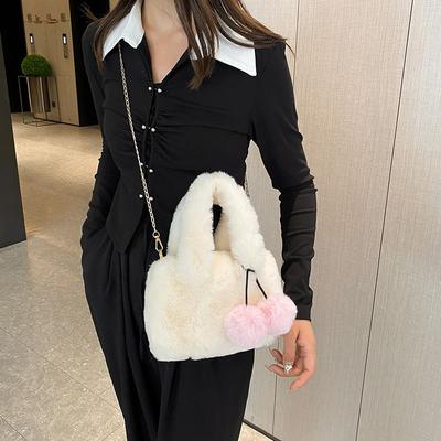 Versatile Texture Niche Messenger Bag Autumn New Plush Portable Fashion Cherry Chain Shoulder Bag