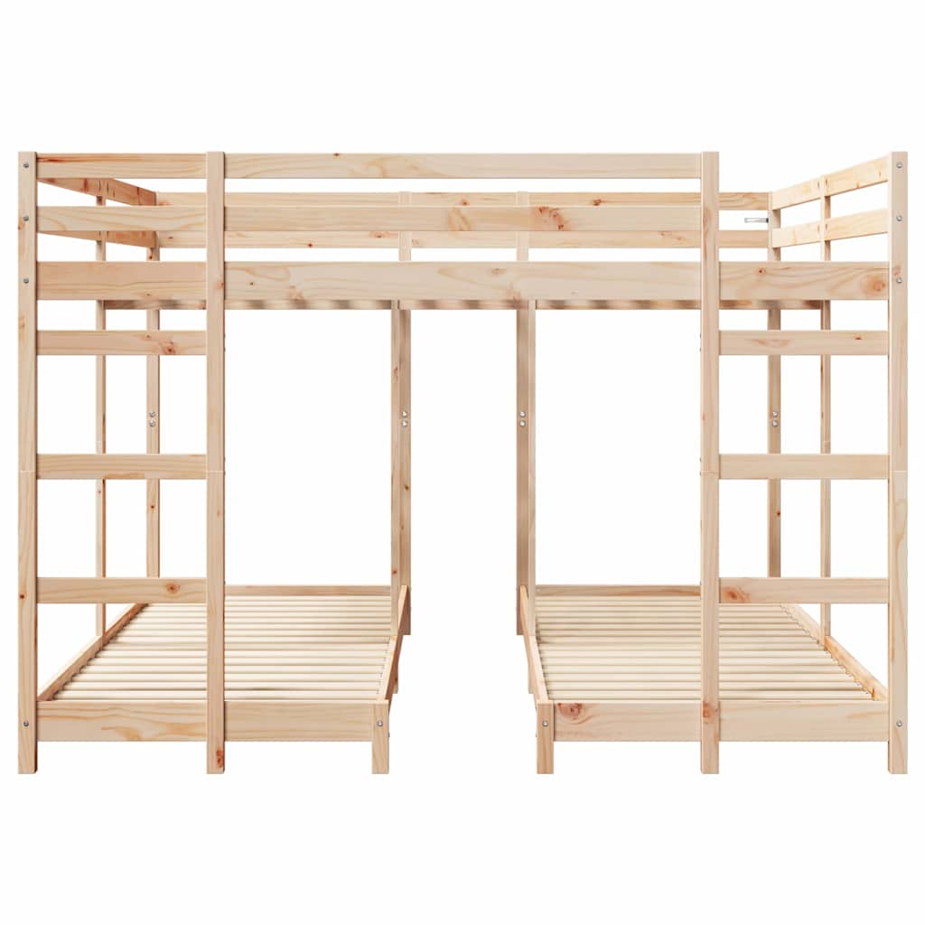 Triple Deck Bunk Bed Frame Natural Finish 80 200 x 200 cm