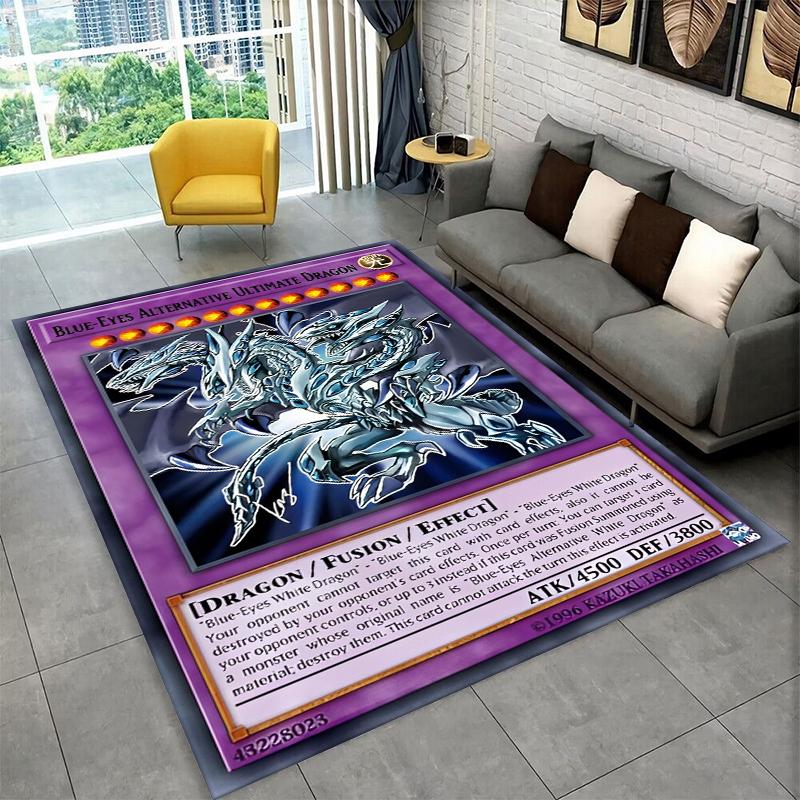 Yu-Gi-Oh Monster Card Cartoon Anime Carpet Rug for Bedroom Living Room Sofa Doormat Home Decor,Kid Game Area Rug Non-slip Gift