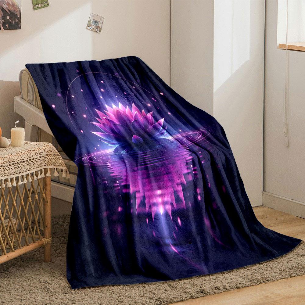 Glowing Lotus In Serenity Print Blanket Soft and Cozy Perfect for the Living Room Bed Sofa or a Nap,gift