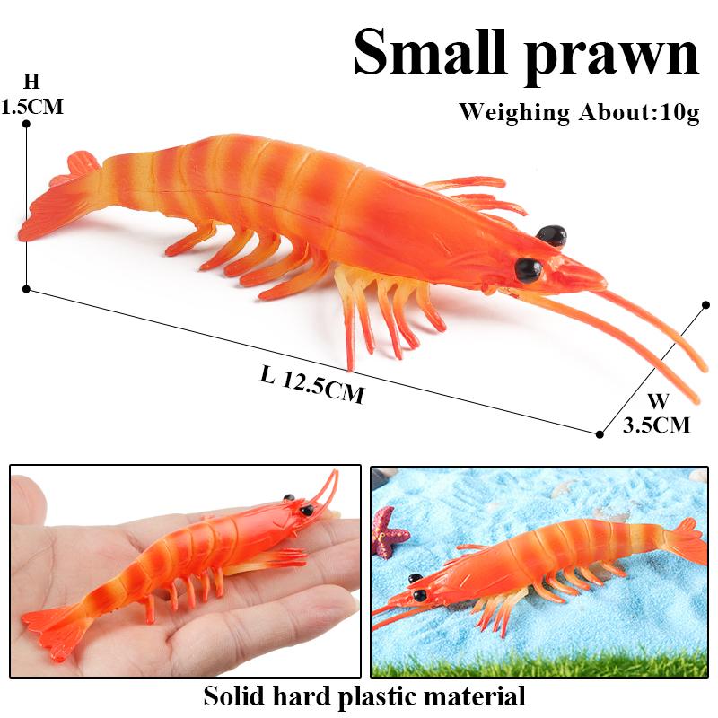 Oenux Ocean Animals Simulation Tiger Prawn Crayfish Shrimp Sea Life Model Figurines Action Figures Collection Toys For Kids Gift