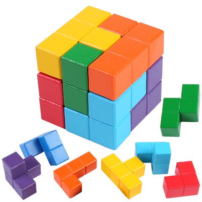 New 3D Wooden Children Early Educational Soma Cube Toys Montessori Puzzle Games Brain Challenge Game Sensory Toys For Kids