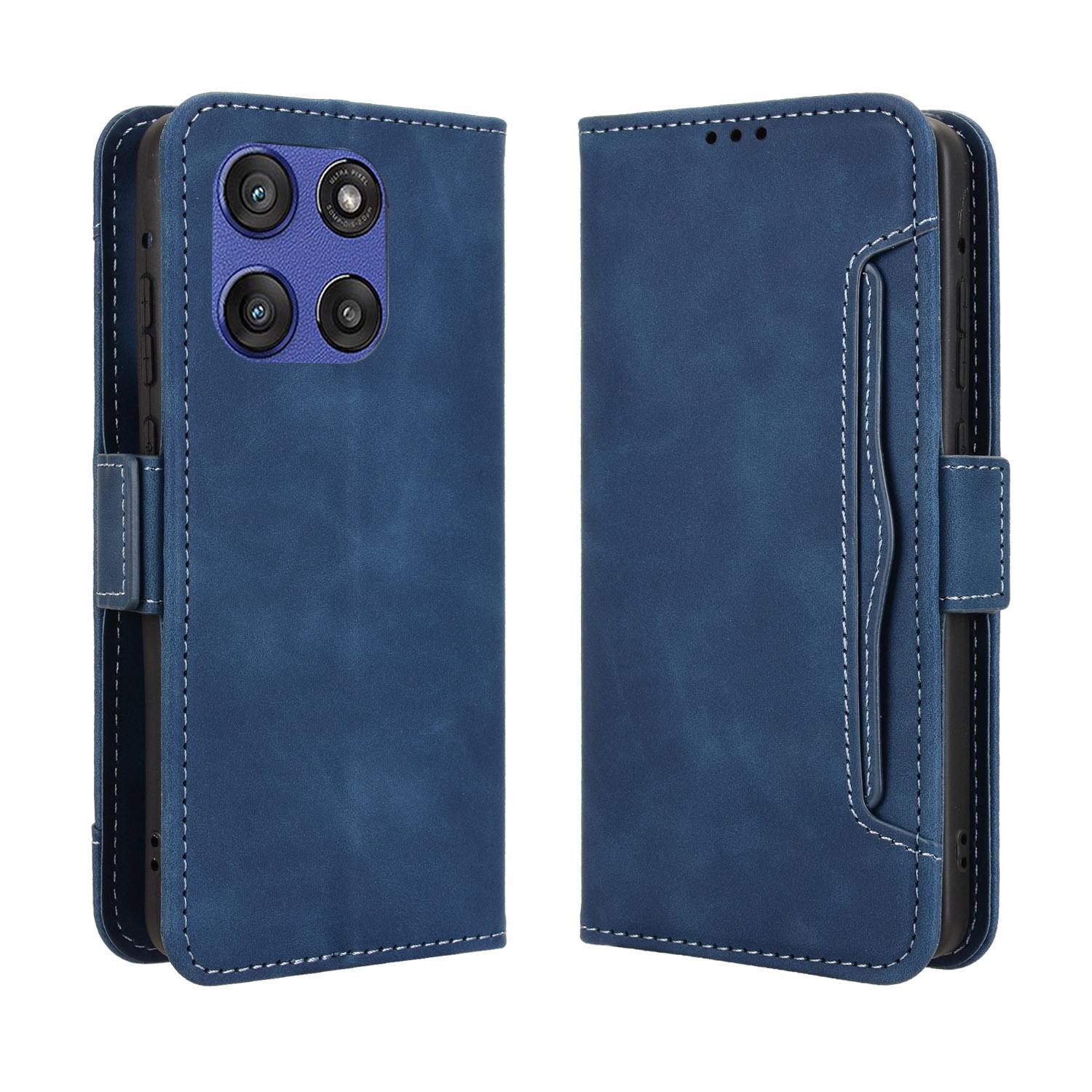 

For Motorola Moto G Stylus 5G (2025)/Motorola Edge 60 Stylus 5G Leather Case Phone Wallet Cover with Multiple Card Slots Blue
