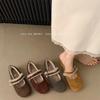 Japanese velvet Boken shoes women's 2025 autumn and winter new one-word belt Mary Jane Doudou single shoes flat-soled maternity cotton shoes