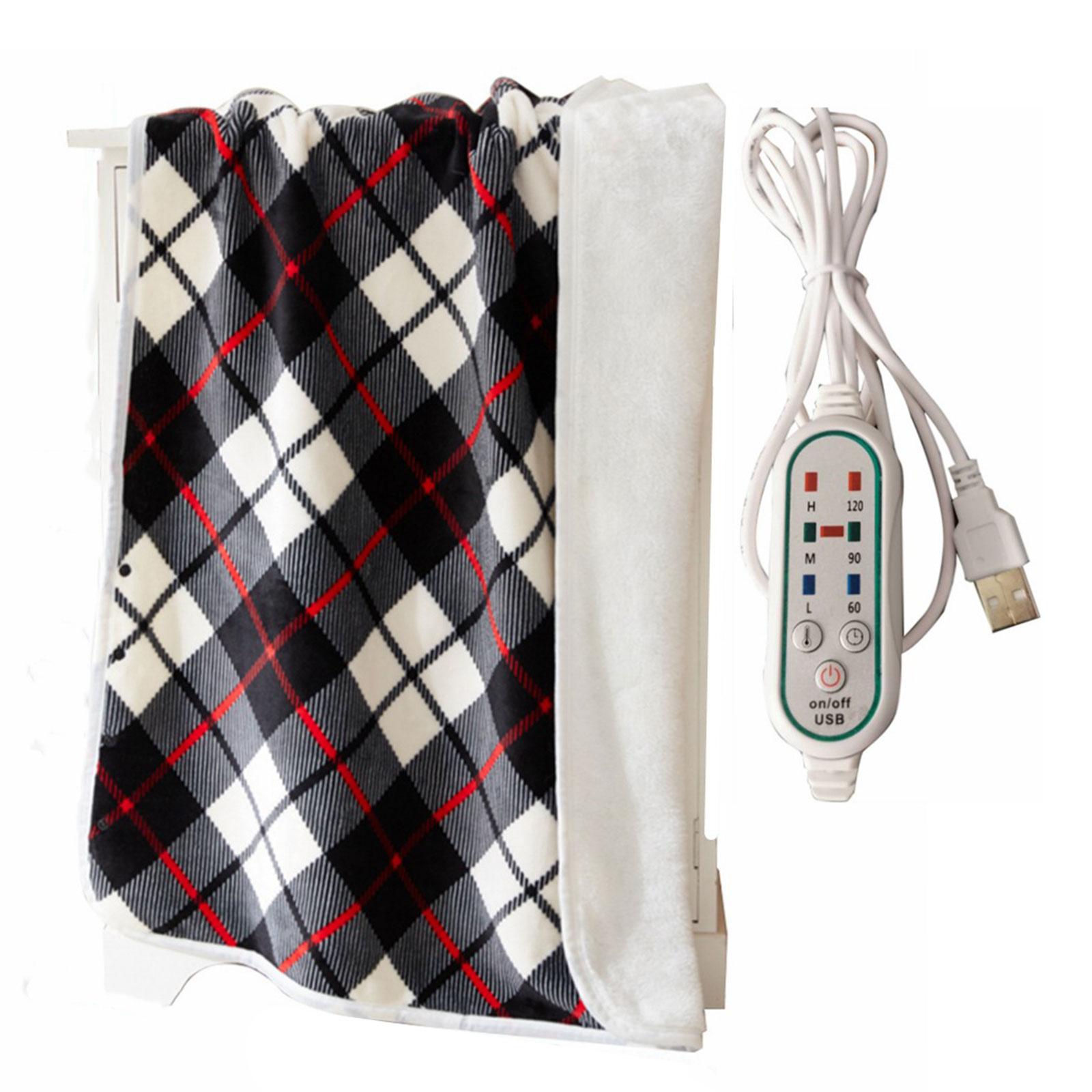 USB Heated Shawl Electric Blanket Warm Soft Flannel Adjustable Heated Wrap Blankets Wearable Electric Throw Blanket