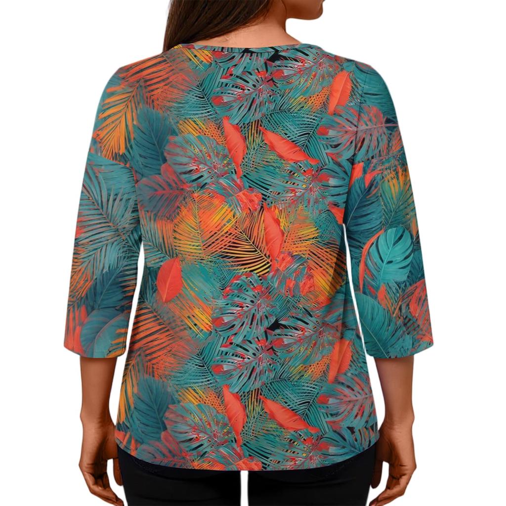 Damen Casual Mode Locker Rundhals Blumenmuster Langarm Oberteil