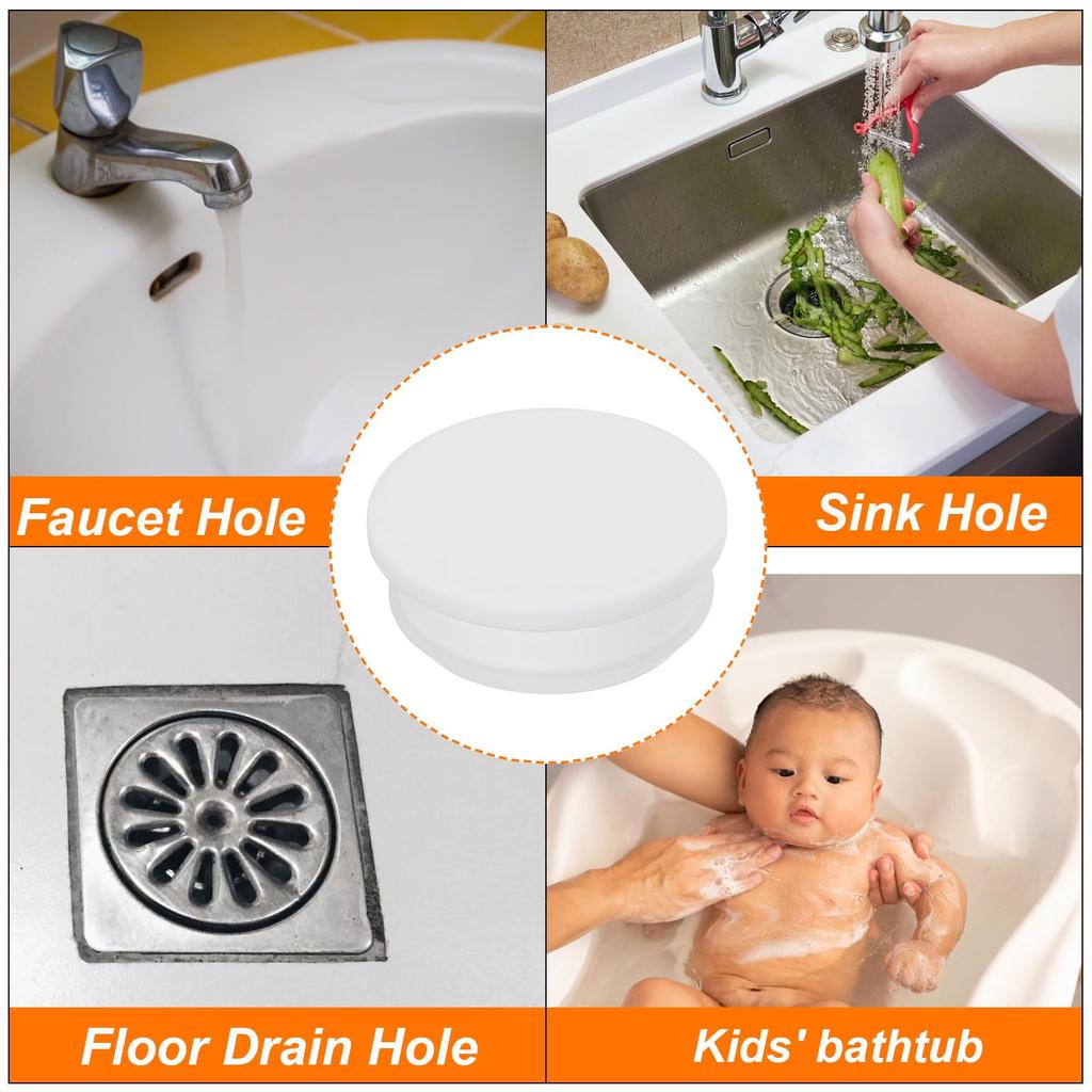 Uxcell Flush Type Round Silicone Waterproof Hole Plugs for Kitchen 36mm Pack of 5 Snap-in Use, Diameter, White,