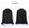 2025 Black Chiffon V-Neck Blouse: Women's Long Sleeve Loose Spring Shirt