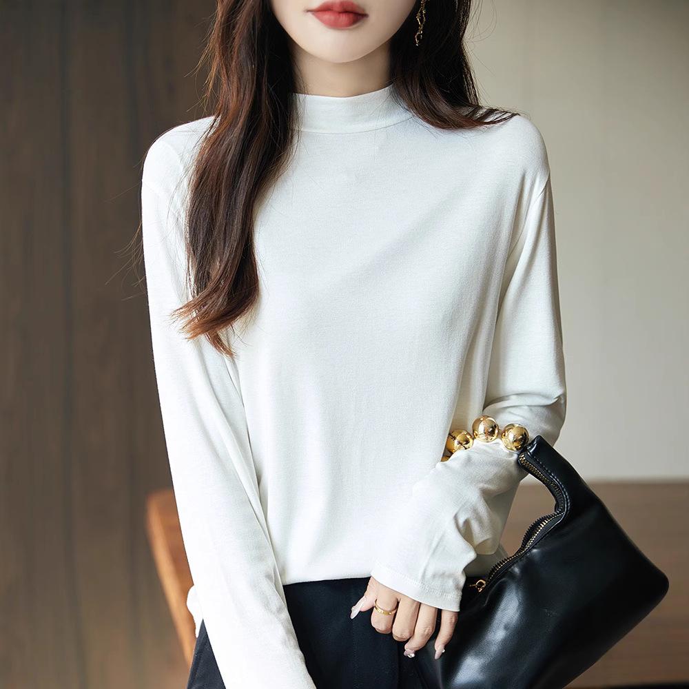 

Women s Slim-Fit Half-High Neck Knitted Pullover Top L for 130-150 lbs