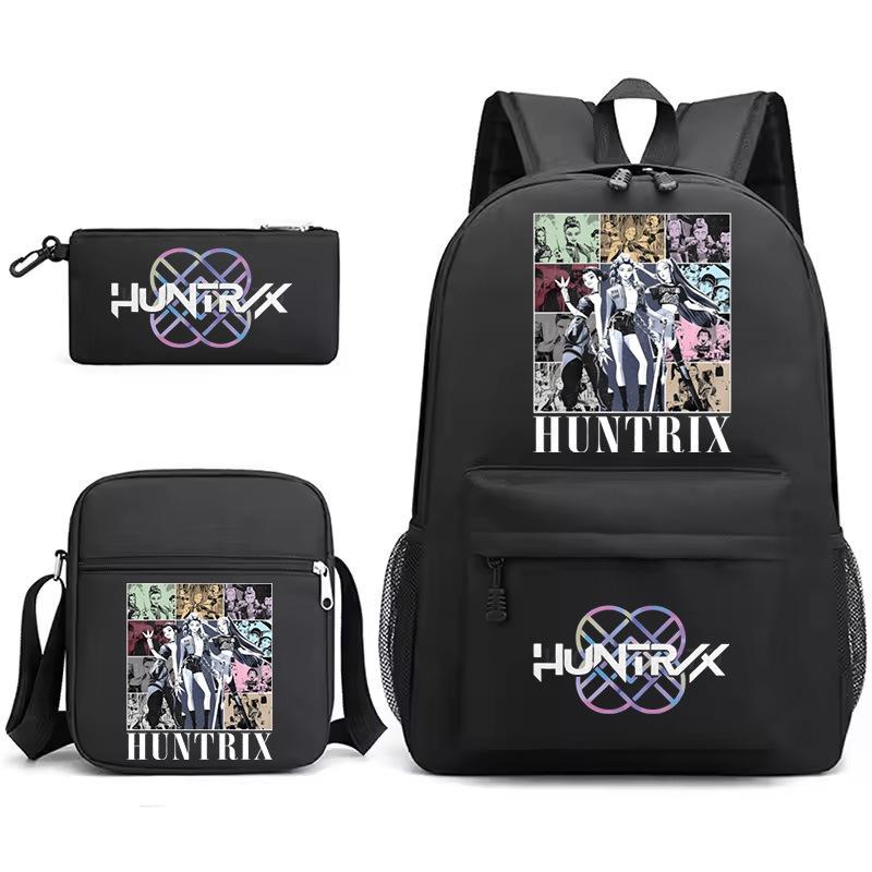 Large Capacity Schoolbag with Shoulder Strap; Student Three-piece Pencil Case Set