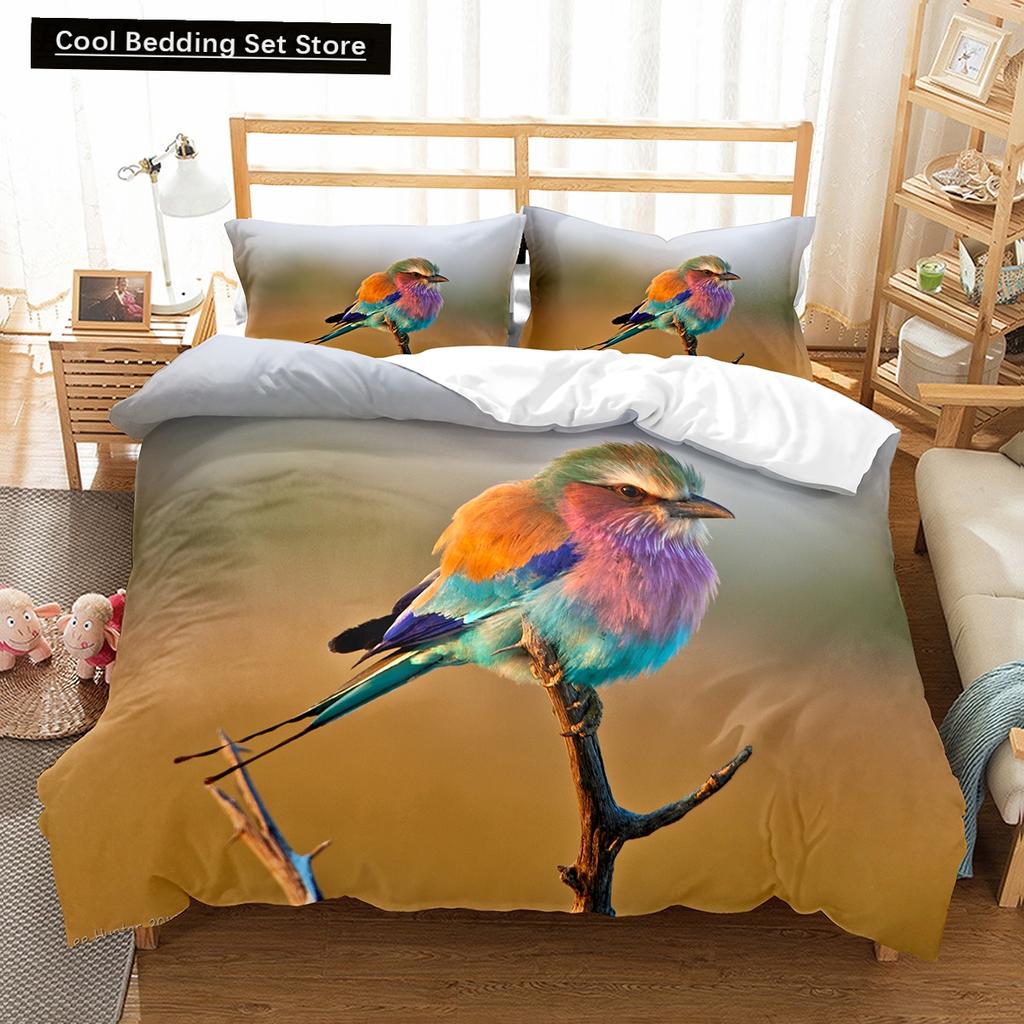 Red Rare Birds King Queen Duvet Cover Tropical Flying Animals Bedding Set Wildlife Quilt Cover 2/3Pcs Polyester Comforter Cover