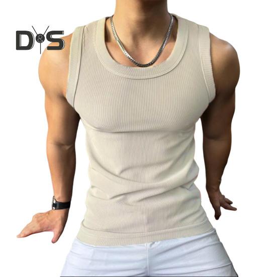 

Мужской спортивный жилет с круглым вырезом без рукавов, облегающий эластичный однотонный топ, ребристые топы для фитнеса L