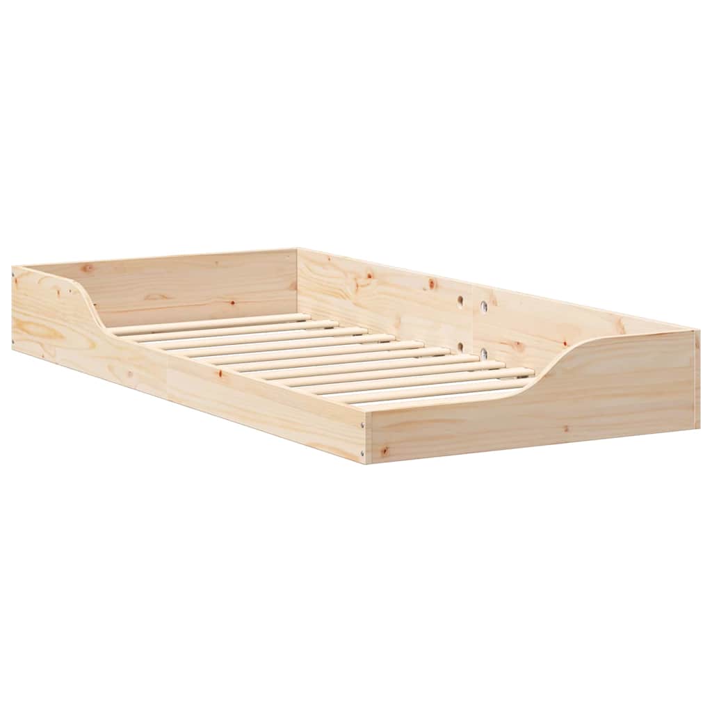 Bed Frame In Brown 80 X 200 Cm Solid Pine Wood