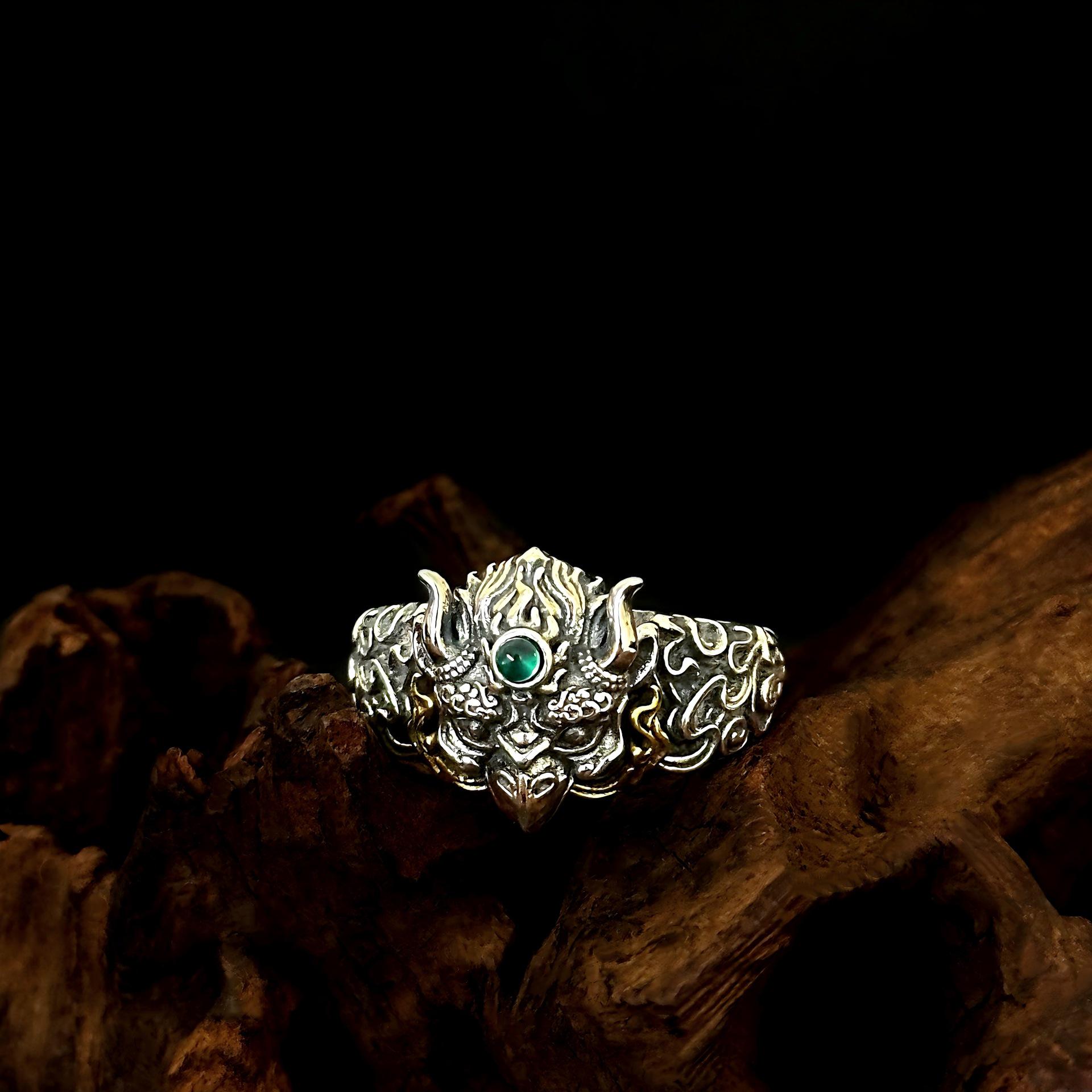 S925 Sterling Silver Roc Ring: Unisex Fashionable, Fine Carved Auspicious Clouds, Retro High-End Quality for Index or Middle Finger