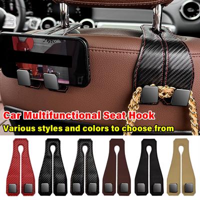 Universal Car Headrest Hook Premium Suede Rear Seat Hanging Dual Hook 20KG Large Load-Bearing Alloy Hook Hanger Tool Accessories