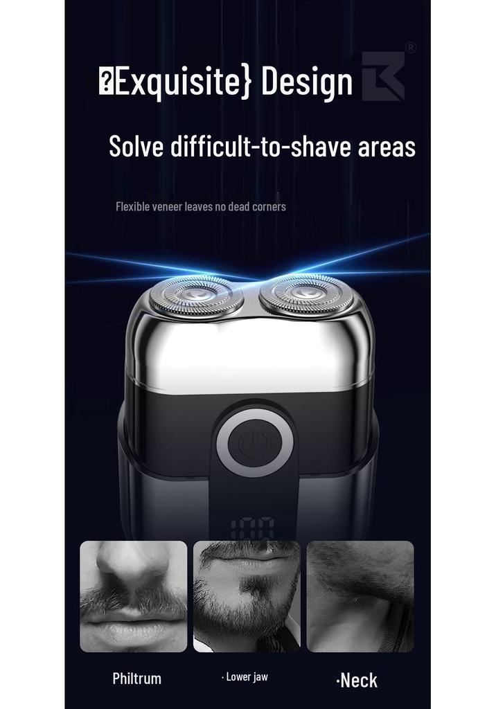 Electric Shaver Charger - Men's Portable Mini Magnetic Razor, Washable Head