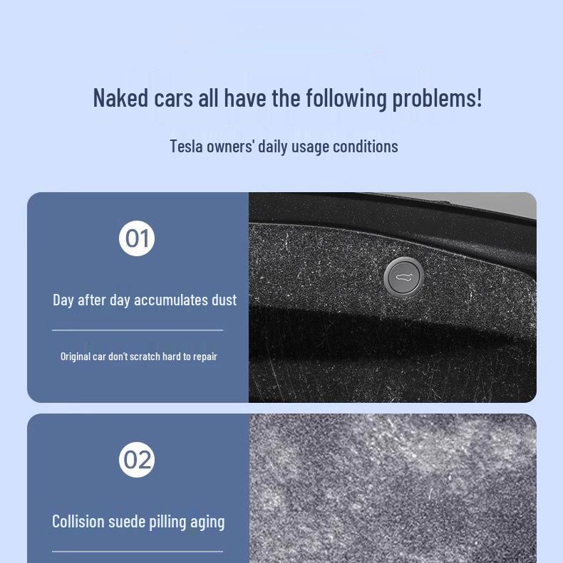 Suede Tailgate Protector for Refreshed Model 3 Y: Full Trunk Interior Coverage.