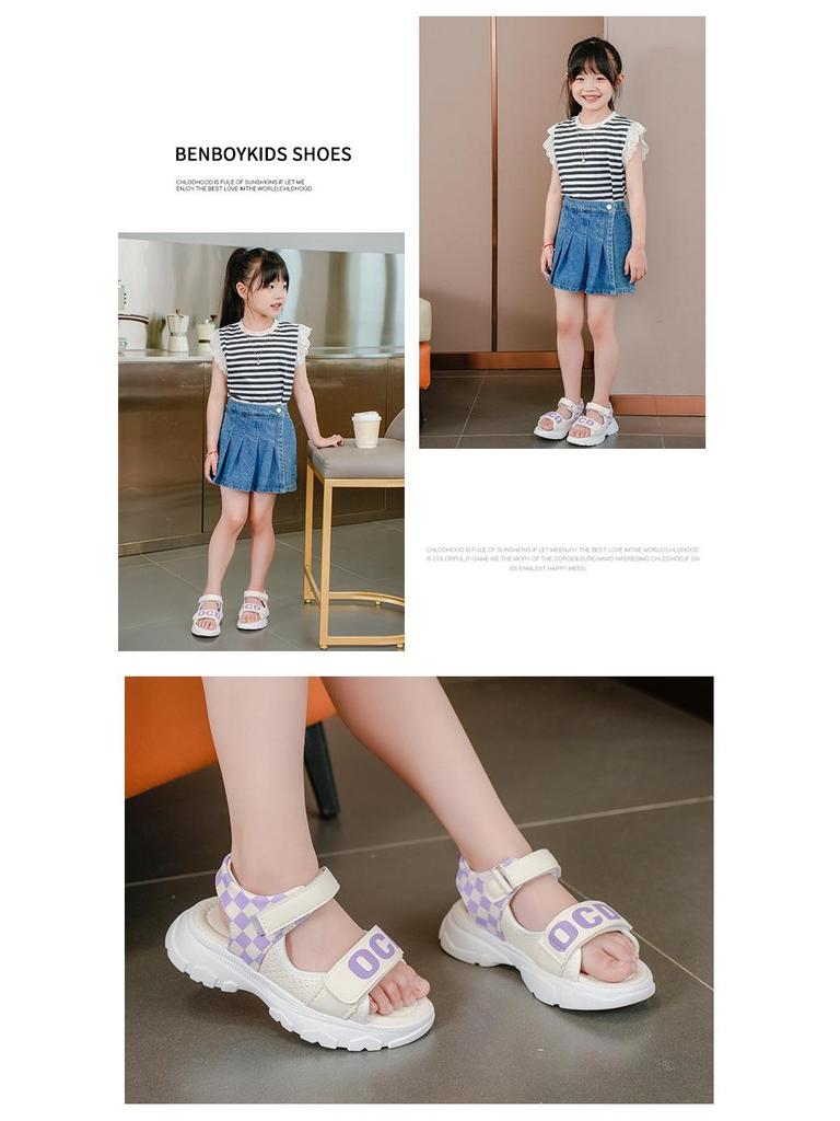 2025 Summer Girls' Sports Open-Toe Soft Sole Sandals for Students and Beach
