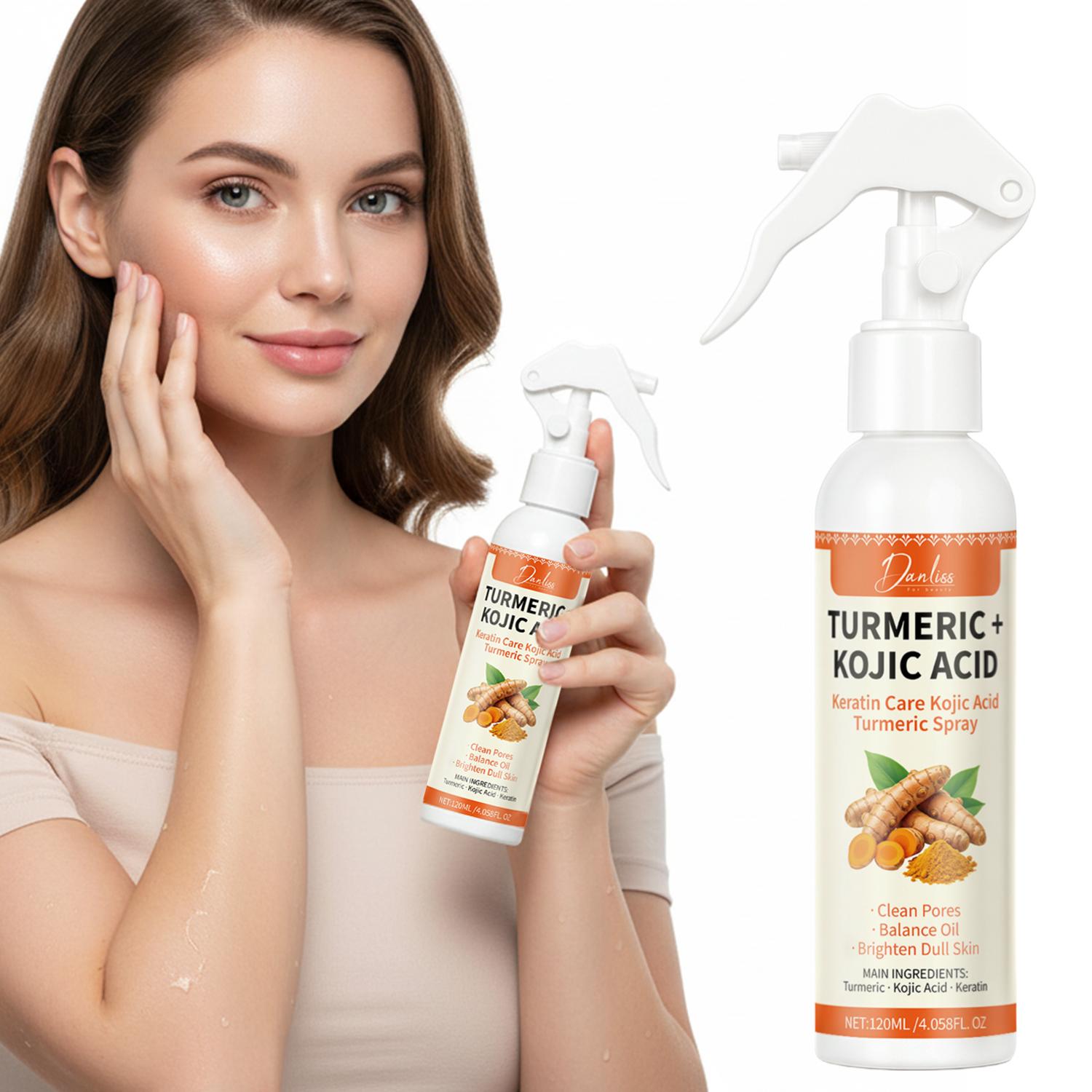 

Спрей с кератином, койевой кислотой и куркумой для ухода за кожей - Очищает поры и балансирует выработку кожного сала - Осветляет тусклую кожу - Уход за шеей, лицом, ногами и животом, 120 мл