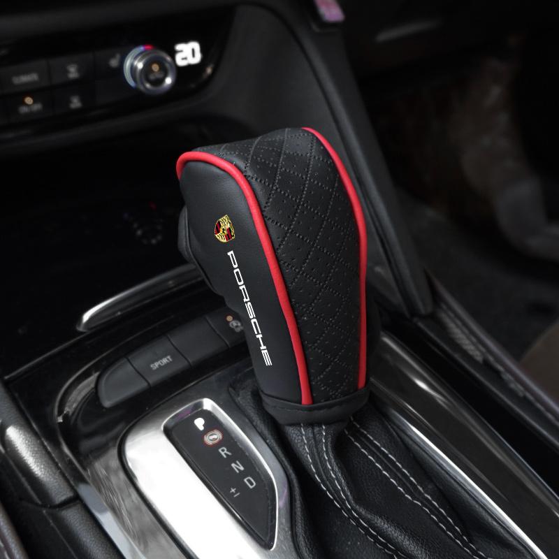 Leder Schalthebelgriff Abdeckung Handbremse Schutzhülle Für Porsche 911 Cayenne Carrera-GT 928 Panamera Boxster Macan 918