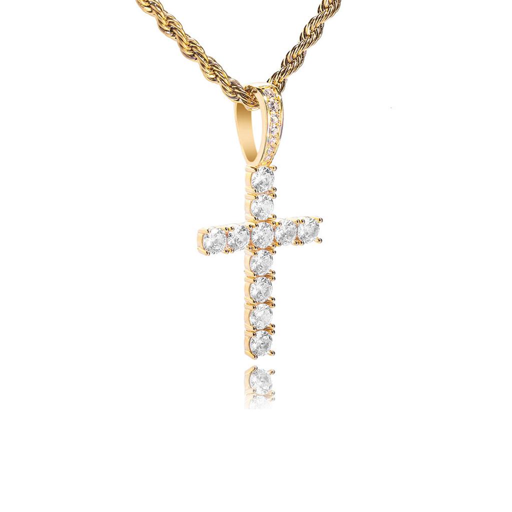 Collana con Crocifisso in Zirconia Cubica Unisex Elegante Collana con Pendente in Argento Gioiello Fashion Statement Regalo