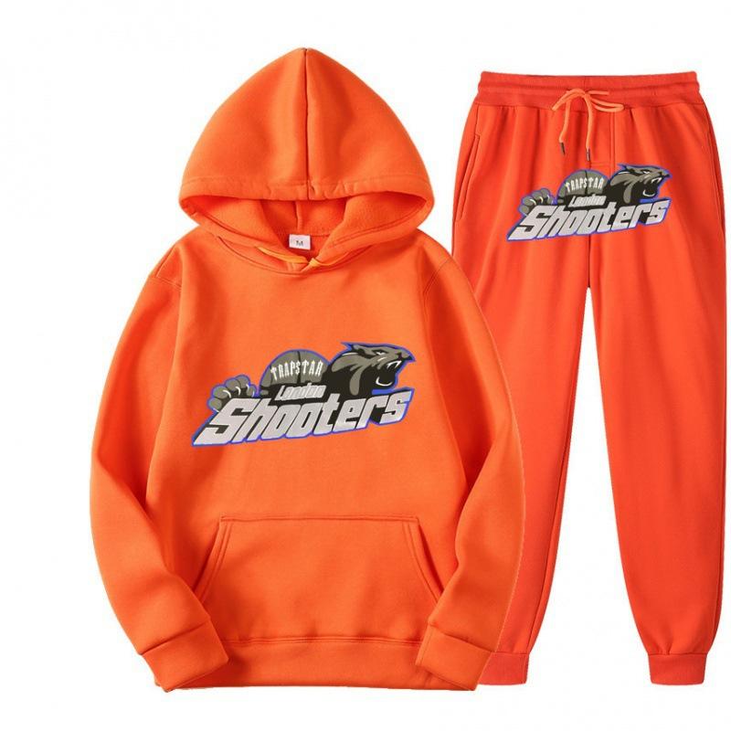 New Men's and Women's Casual Sports Suit, Red and Black Tiger Head Sweater and Sweatpants Suit.