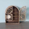 Sun and Moon Design Wall Crystal Shelf Small Wooden Wall Shelf Decoration Crystal Display Cabinet