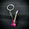 Metal Color Stainless Steel Guitar Car Keychain Small Fresh Novel Round Buckle Accessories Student Bag Pendant Decor