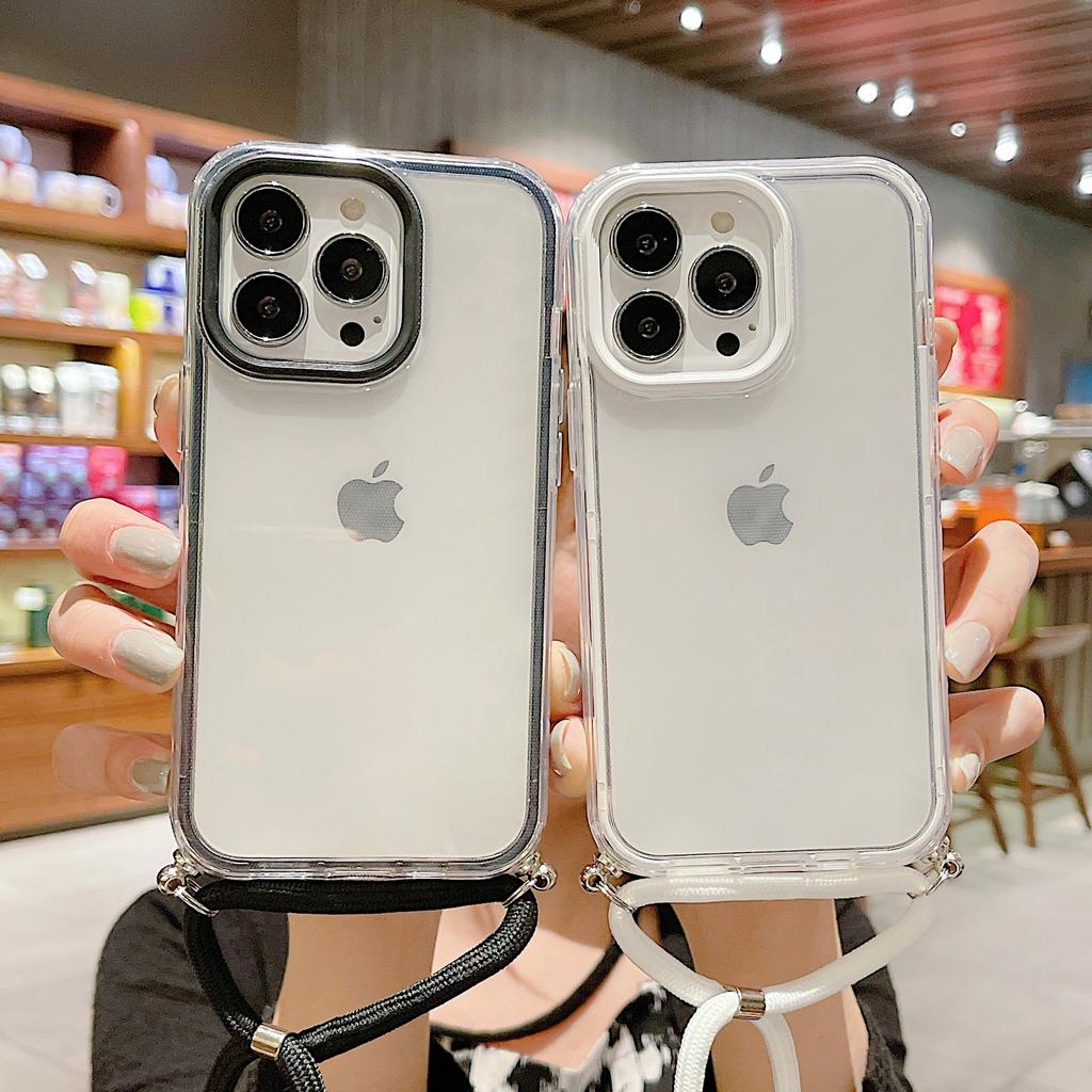 Applicable To the New Apple 14PROMAX Mobile Phone Case iPhone13 Mobile Phone Case Apple 14 Three-in-one Transparent Lanyard