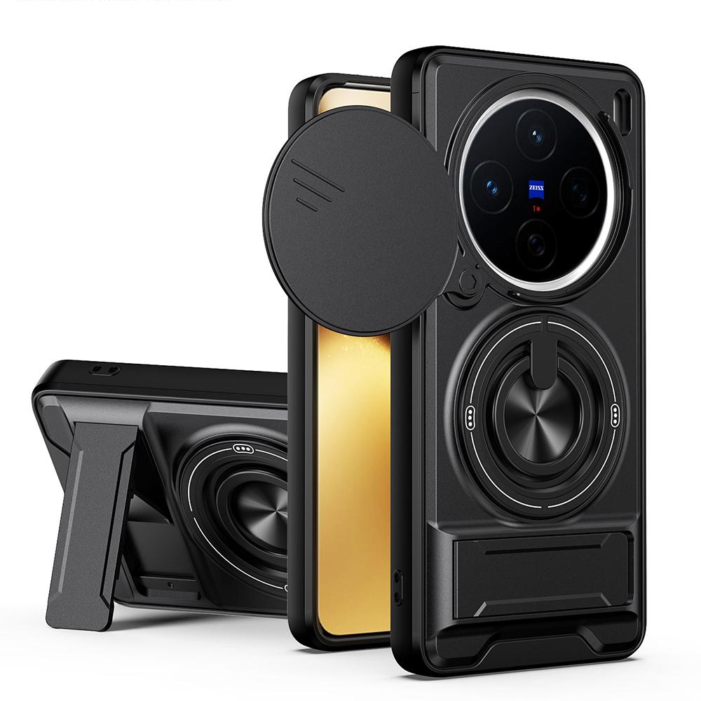 KEYSION Custodia Magnetica per Telefono per VIVO X200 Pro 5G Protezione Fotocamera a Scorrimento Supporto Verticale Anello a 360° Cover Antiurto per VIVO X200