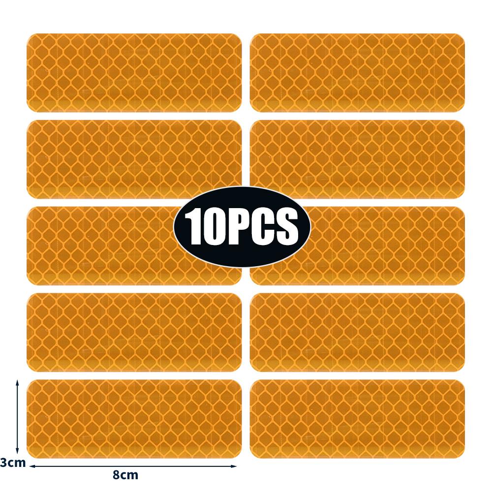 50/10pcs Car Bumper Reflective Stickers Reflective Warning Strip Tape Secure Reflector Stickers Decals Safety Warning 3*8CM