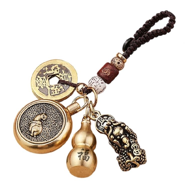 Universal Car Interior Hanging Pendant Lucky Charm Vintage Keychain Pendant Decoration Handmade Animal Themed Craft