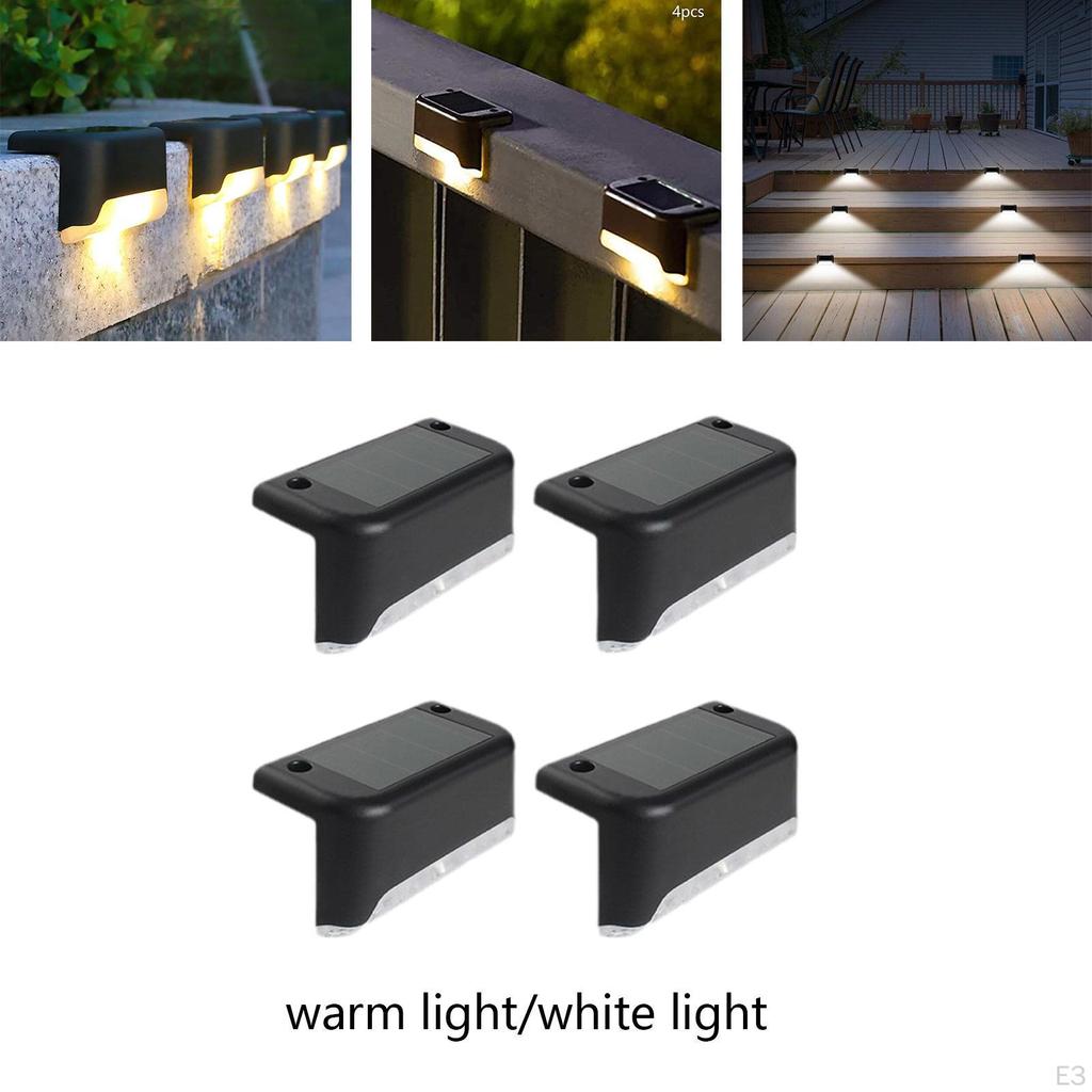 4 Lights Waterproof LED Solar Multi-Purpose Wall Deck Lamps for Fence