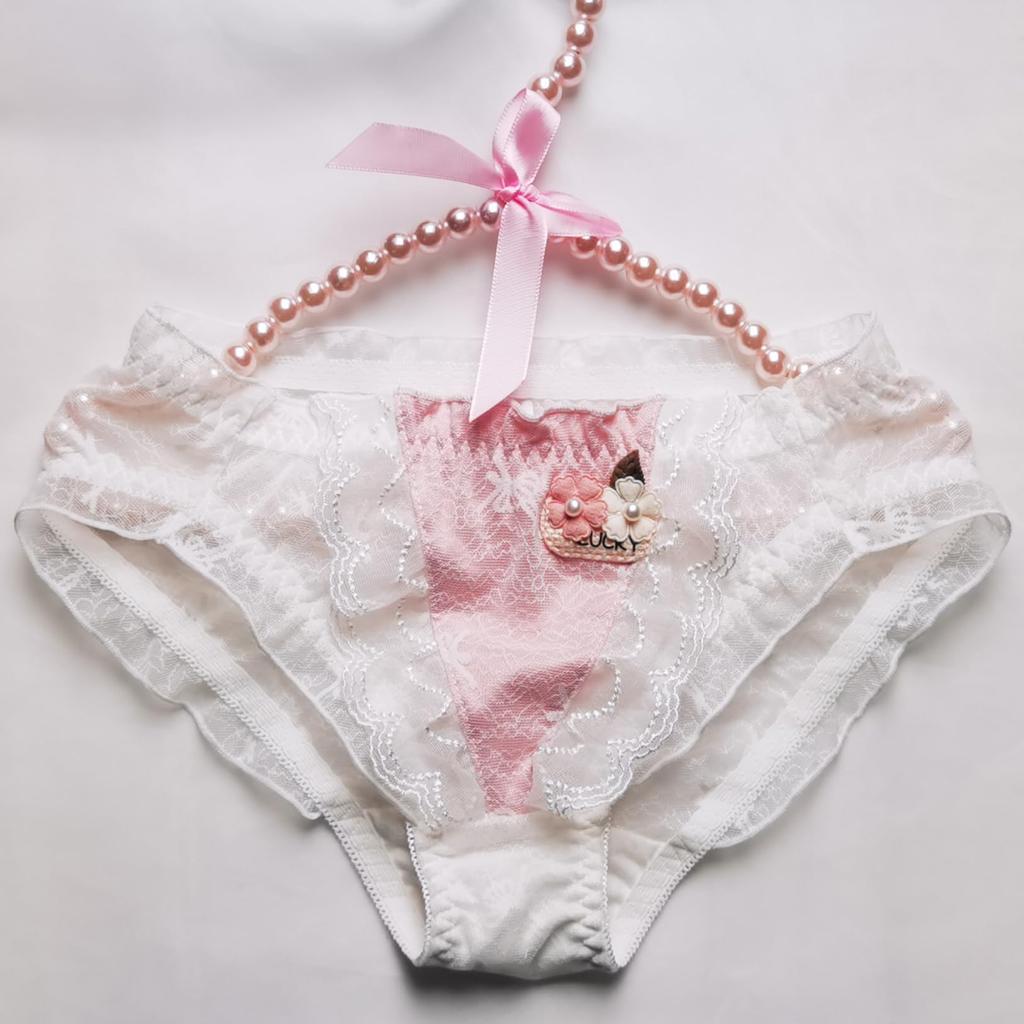 EasyTalk Cute Student Panties with Elegant Girlish Covers the Shapes the Underwear Embroidery, Lace, Atmosphere, Breathable, Comfortable,