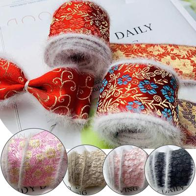 5 Yards Embroidered Ribbon Trims Faux Fur Trim Jacquard Ribbon Webbing Diy Bowknot Shoes Hats Gloves Upholstery Craft