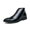 Large Size Medium Tube Fashion Men's Shoes Spring and Autumn New Outer Wear Polished Pointed Leather Boots High Top Lace-up Casual Boots