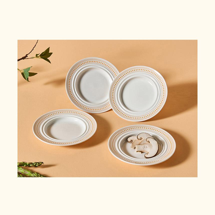 CORELLE Rosemont Ceramic Plate 4p Tableware Ivory-Orange