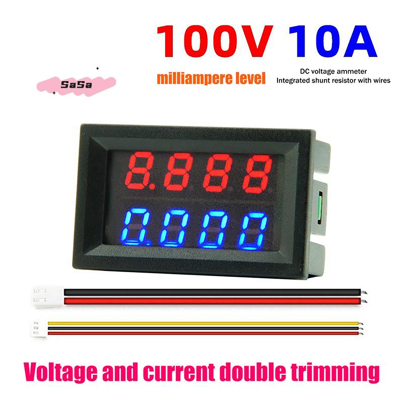 S-1Pc DC 100V 10A 4 Digit 5 Wire Mini Digital Voltmeter Ammeter Dual LED Display Voltage Current Monitor Tester Gauge